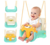 KRUZZEL Bērnu šūpoles 3-in-1 Kruzzel, krēmkrāsa-tirkīza Kruzzel 3-in-1 Cream and Turquoise Children's Swing