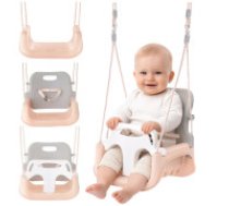 KRUZZEL 3-in-1 bērnu šūpoles Kruzzel līdz 30 kg, pelēkā-smilškrāsā Kruzzel 3-in-1 gray-beige children's swing