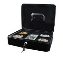 Malatec Liels Metāla Seifs Naudas Dokumentu Glabāšanai Penču futrālis, naudas kaste, metāla kaste, dokumentu kaste, sīku priekšmetu kaste. Large black cash box