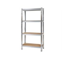 Malatec Metāla noliktavu plaukts 150x75x30cm garāžas, arhīva, palešu, palīgtelpa, pagrabam, saliekamie, uzglabāšanas Galvanized Steel 4-Shelf Rack with 540 KG Load     Capacity, Easy Assembly, Adjustable Heights and Anti-Slip Pads - Ideal for Garage, Basement, Warehouse Storage