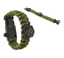 Trizand Survival Aproce Ar Aksesuāriem - Zaļa kompass, nazis, virvi, krams, auklas, rokassprādze 5-in-1 Waterproof Survival Bracelet with Knife, Compass, Whistle, and Durable Paracord Rope