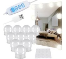 Izoxis LED lamps for the mirror/dressing table - 10 pcs. LED SPIEGELLICHT USB, LED SPIEGELLAMPE USB, LED SPIEGELLEUCHTE USB, USB LED SPIEGELLICHT, USB LED SPIEGELLEUCHTE 3-Color Dimmable     LED Mirror Light Kit with USB, Adjustable Cable Length, and Ener