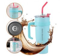 ECARLA Liela 1,2L Termokrūze ar Rokturi un Salmiņu Large and capacious THERMAL MUG with a handle and a tube, portable 1.2L BD23TUR