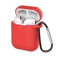 Hurtel Futrālis austiņām AirPods 2 / AirPods 1 Silikona mīksts futrālis austiņām + karabīne karabīnei ar atslēgu piekariņu sarkans (D futrālis) AirPods silikona futrālis ar karabīni; austiņu aizsardzība, unikālu krāsu piešķiršana, kompaktums, funkcionālitāte; Aizsargapvalki austiņām, pret trieciena iedarbību, saderīgs ar lādētājiem; AirPods austiņu lietotāji. AirPods 2 / AirPods 1 Silicone soft case for headphones + carabiner for carabiner with keyring red (D case)