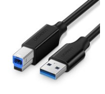 UGREEN Printera kabelis USB 3.0 A-B UGREEN US210, 1 m (melns) Ugreen US210, USB 3.0 A-B, 1m Printer cable USB 3.0 A-B UGREEN US210, 1 m (black)