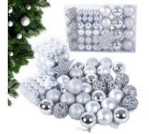 Ziemassvētku egles rotājumu komplekts, dekoratīvās bumbiņas un zvaigzne, komplekts 100... Christmas tree tops 6/4/3 cm kit 100 pieces