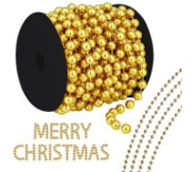 Ziemassvētku koka zelta pērlīšu virtene 5m  Christmas tree chain beads garland spool reed