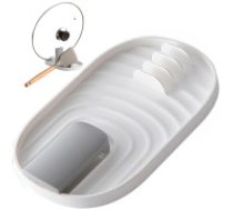 Statīvs karotēm un podu vākiem, virtuves piederumu paliktnis, Balts  Kitchen spoon drainer pad