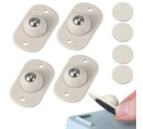 Pašlīmējošie universālie balstu ritentiņi mēbelēm, balti, 4 gab.  Self-adhesive universal support castors for furniture, white, 4 pcs.