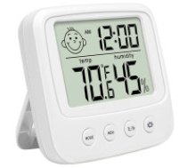 Elektronisks istabas termometrs un higrometrs ar pulksteni un modinātāju  Thermometer hygrometer electronic internal clock