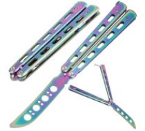 Tauriņš mācību nazis,  saliekams, kabatas, taktiskais, nazis, balisong Butterfly blunt training knife (rainbow fade)