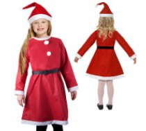Santa Claus Salaveča kostīms kleita ar cepir meitenei Santa claus costume for a girl hat