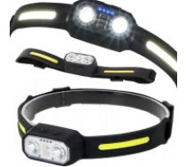 LED galvas lukturis ar sensoru, uzlādējams, COB, melns Headlamp headband headlamp strong headlamp led headlamp sensor