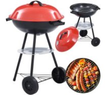 Pārvietojams apaļš ogļu grils ar vāku un ritentiņiem  Charcoal garden briquette grill wheels round lid lockable portable