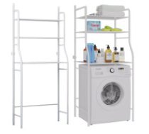 Brīvi stāvošs plaukts virs veļas mašīnas ar 3 līmeņiem, balts Standing shelf over washing machine laundry rack bathroom cabinet 3 shelves