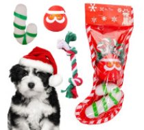 Ziemassvētku suns rotaļlietu komplekts (3 gab.: virve, Santa, konfekšu nūjiņa)  Set of dog toys dog chew tugger 3 pcs mix toy holiday gift