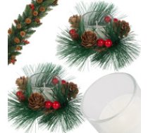 Dekoratīvo sveču komplekts stiklā ar svētku vainagu, 2 gab. Decorative candles in glass candles wreath set for christmas 2 pcs