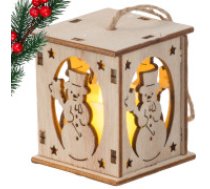 Koka Ziemassvētku Laterna ar LED Apgaismojumu un Sniegavīra Dizainu  Wooden hanging christmas tree lantern lighting christmas decoration snowman