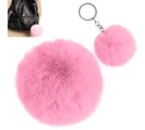 Pūkains Rozā Atslēgu Piekariņš Ar Pomponu  Key ring pendant bag pompon fur tinsel for handbags