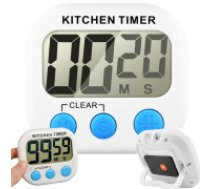 Digitālais virtuves taimeris ar magnētu un LCD ekrānu, balts Kitchen timer electronic kitchen clock with magnet digital timer