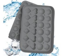 Silikona ledus forma 3D (sirdis, lodes, dimanti), 24 gab. Silicone ice cube tray, 3D heart and diamond shapes, cube shapes for drinks