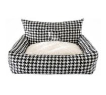 Mīksta guļvieta sunim un kaķim, pūkains spilvens maziem un vidējiem mājdzīvniekiem PET BED SOFA M BLACK-WHITE CHECK (25)