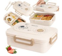 Pusdienu kaste ar nodalījumiem un galda piederumiem, ēdiena trauks darbam un skolai, bēša Lunchbox breakfast box breakfast container lunch box with compartments cutlery