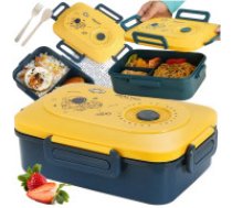 Pusdienu kaste ar nodalījumiem un galda piederumiem, ēdiena konteiners darbam, zaļa Lunchbox breakfast box breakfast container lunch box with compartments cutlery