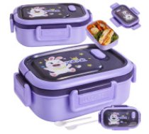 Pusdienu kaste ar nodalījumiem un galda piederumiem, brokastu kārba skolai, violeta Lunchbox breakfast box breakfast container lunch box with compartments cutlery