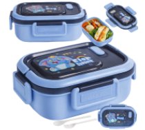 Pusdienu kaste ar nodalījumiem un galda piederumiem, hermētisks ēdiena trauks, zils Lunchbox breakfast box breakfast container lunch box with compartments cutlery