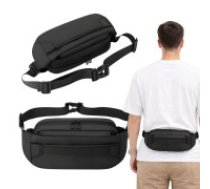 Vīriešu jostas soma sportam un ikdienai regulējama, melna Men's kidney bag hip bag belt bag adjustable sports bag black