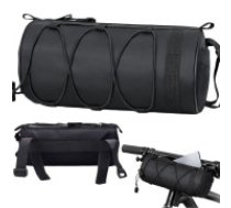 Ūdensizturīga velosipēda stūres soma ar plecu siksnu, melna Handlebar bike bag waterproof arm bag phone accessories