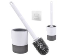 Klasiskā tualetes birste ar turētāju un sienas āķi, pelēka Classic toilet brush with container – grey