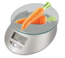 Elektroniskie virtuves svari ar LCD displeju un rūdīta stikla virsmu, 5kg/1g, pulksteņa funkcija  Electronic glass kitchen waiter 5kg / 1g clock