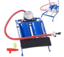 Divcilindru kājas pumpis automašīnai un velosipēdam ar manometru Car foot pump two pistons bicycle end pieces