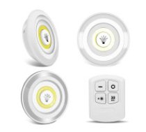 Bezvadu pašlīmējošas LED COB lampas ar tālvadību, 3 gab. 3x cob lamp wireless pilot battery lamp