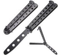 Mācību nazis Butterfly, melns saliekams, kabatas, taktiskais, nazis, balisong, bērnu, blavs, neass, taurenis, balisongs, babočka, flipingam Butterfly blunt training knife, metal, folding,     black