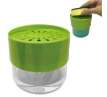Trauku mazgāšanas līdzekļa dozators ar sūkļa turētāju, 500 ml, zaļš Dishwashing liquid dispenser sponge dispenser