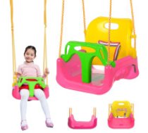 Bērnu dārza šūpoles 3in1 ar regulējamu atzveltni, rozā Children's garden bucket hall 3in1 powerful