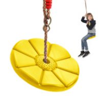 Dārza šūpoles bērniem zieda formas ar virvi dzeltena Children's garden swing flower disc circular