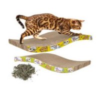 Horizontāls kartona kaķu nagu asināmais, skrāpis ar kaķumētru / Gulta, sols kaķiem  Cardboard cat scratcher horizontal wave catnip