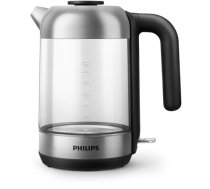 Philips , Kettle , HD9339/80 , Electric , 2200 W , 1.7 L , Stainless steel/Glass , 360° rotational base , Black/Silver
