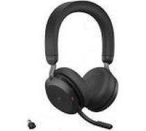 JABRA Evolve2 75 Headset on-ear Bluetooth wireless active noise cancelling USB-C noise isolating black Certified for Microsoft T
