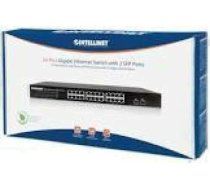 INTELLINET 561044 Gigabit Ethernet Switch with 2 SFP Ports 24 x 10/100/1000 Mbps RJ45 Ports + 2 x SFP IEEE 802.3az 19inch Rackmount
