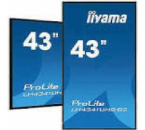 IIYAMA LH4341UHS-B2 43inch 3840x2160 4K UHD IPS panel 1precent Haze Landscape and Portrait mode Speakers 2x 10W VGA 3x HDMI 500cd/m2