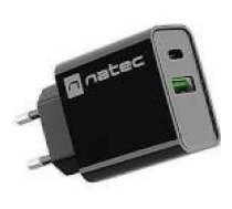 NATEC USB Charger Ribera USB-A+USB-C Power Delivery 20W black