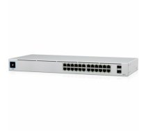 UBIQUITI Standard 24 PoE; (16) GbE PoE+, (8) GbE ports; (2) 1G SFP ports; 95W total PoE availability; Fanless, silent cooling.