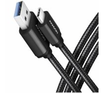 Axagon Data and charging USB 3.2 Gen1 cable lengh 2 m. 3A. Black braided.
