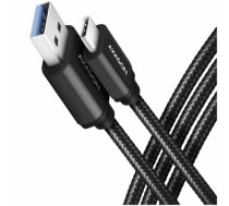 Axagon Data and charging USB 3.2 Gen 1 cable lengh 1 m. 3A. Black braided.