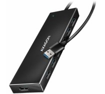 Seven-port USB 3.2 Gen 1 hub with charging support. Connector for external power supply. USB-A cable 1 m.